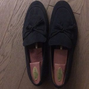 Blue suede shoes with tassels